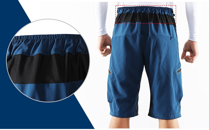 Men's outdoor sports cycling shorts designed for MTB and downhill biking, featuring water-resistant fabric and reflective elements for safety.