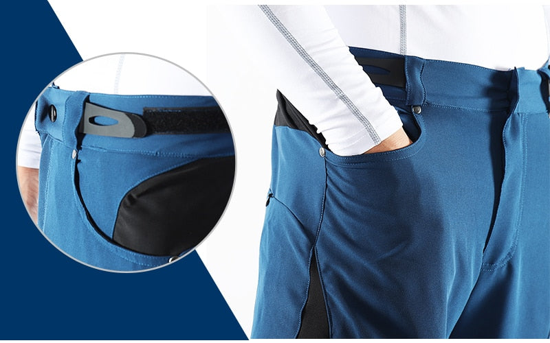 Men's outdoor sports cycling shorts designed for MTB and downhill biking, featuring water-resistant fabric and reflective elements for safety.