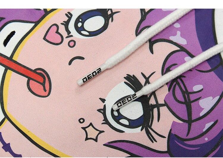 Men's purple hair girl anime print pullover, featuring a cozy plus velvet material and hooded design, perfect for autumn and winter wear.