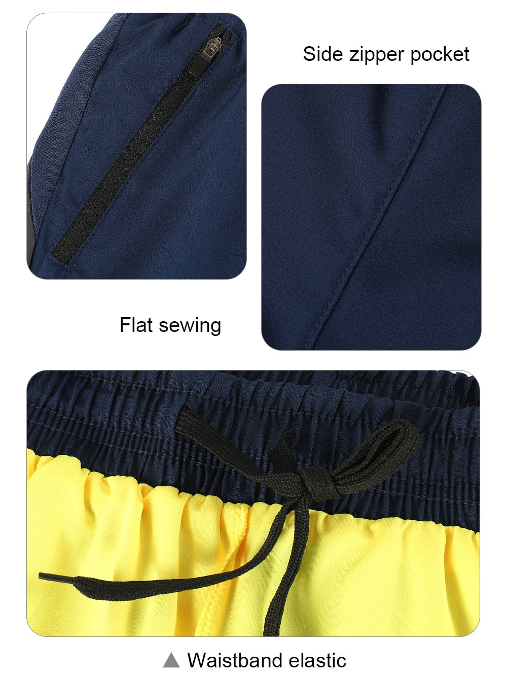 Men's 2 in 1 running shorts featuring quick-dry fabric, zipper pockets, and a stylish patchwork design, ideal for active training.