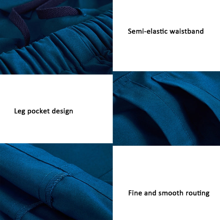 Men's long-sleeved scrub top and pants set in dark green, made from cotton and polyester, designed for dental and pet care professionals.