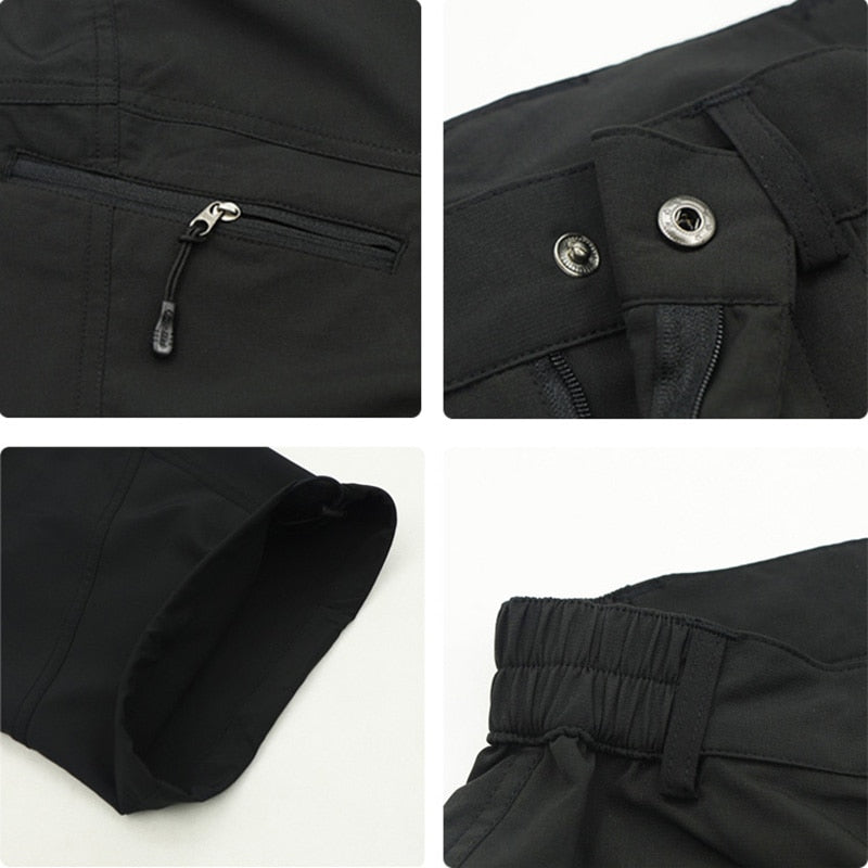 Men's summer outdoor sports 3/4 cycling pants in black, featuring breathable fabric and zipper fly closure, ideal for downhill MTB.