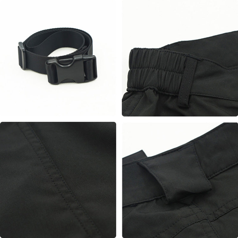 Men's summer outdoor sports 3/4 cycling pants in black, featuring breathable fabric and zipper fly closure, ideal for downhill MTB.