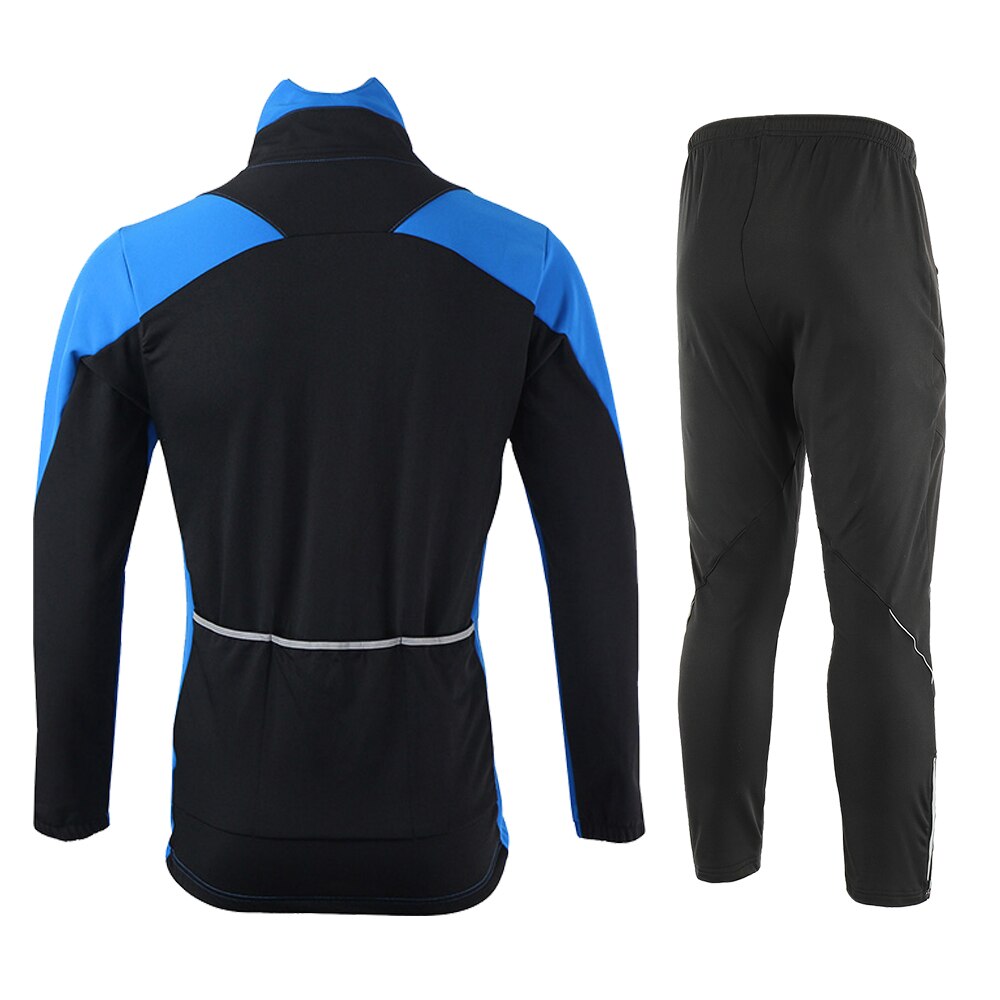 Men's winter cycling jacket set featuring windproof and waterproof materials, designed for thermal comfort and outdoor sports.