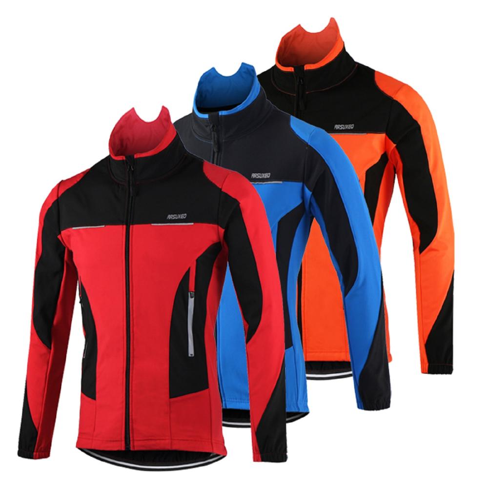 Men's winter cycling jacket set featuring windproof and waterproof materials, designed for thermal comfort and outdoor sports.
