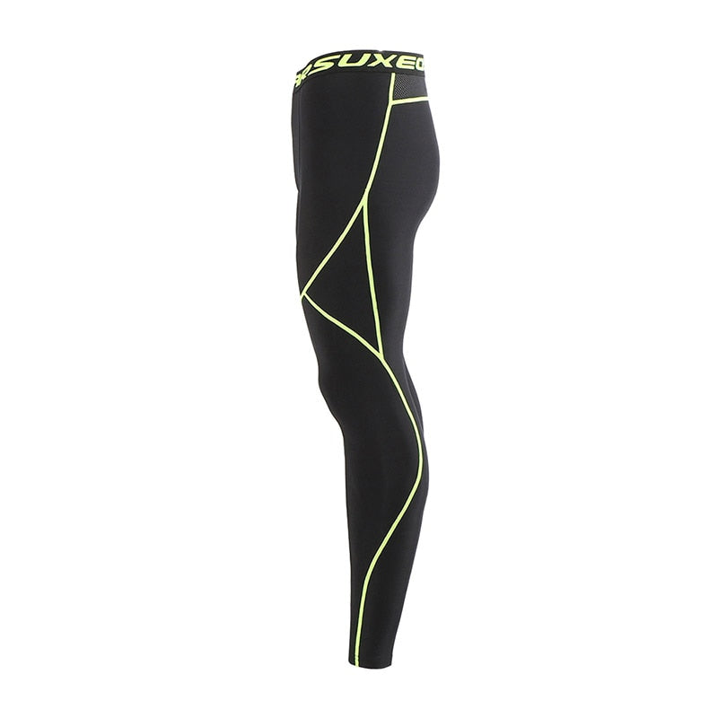 Men's winter thermal fleece running tights in black, designed for warmth and comfort during outdoor workouts.