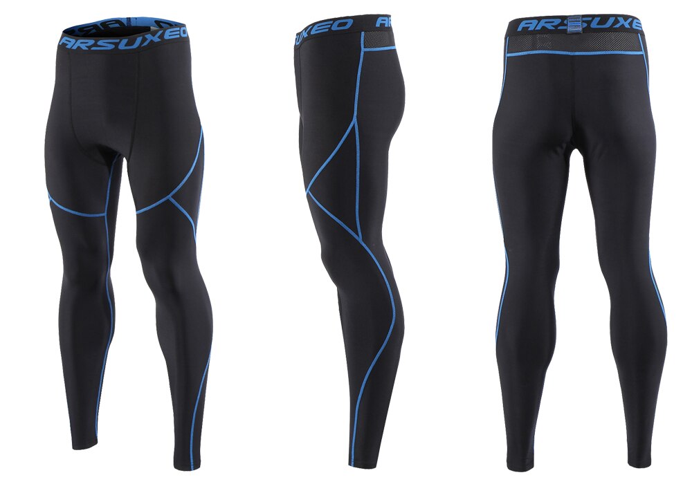 Men's winter thermal fleece running tights in black, designed for warmth and comfort during outdoor workouts.