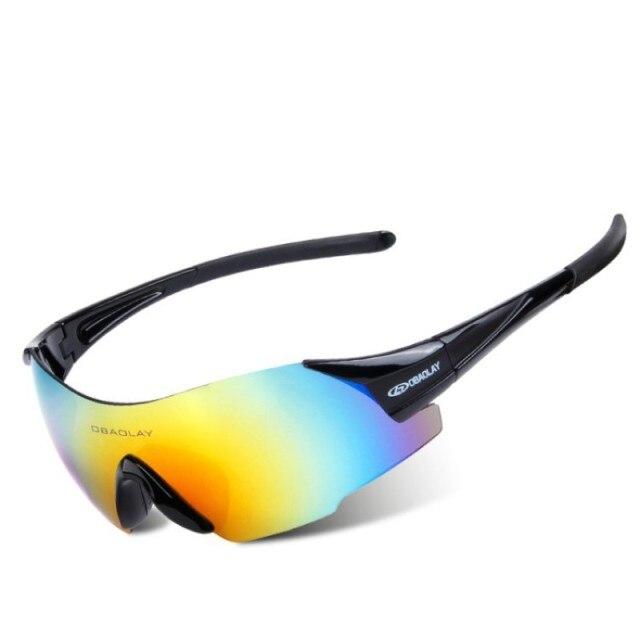 Men and women cycling sunglasses with UV protection, lightweight design, and anti-glare lenses, suitable for outdoor sports.
