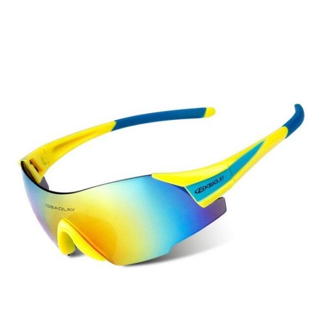 Men and women cycling sunglasses with UV protection, lightweight design, and anti-glare lenses, suitable for outdoor sports.