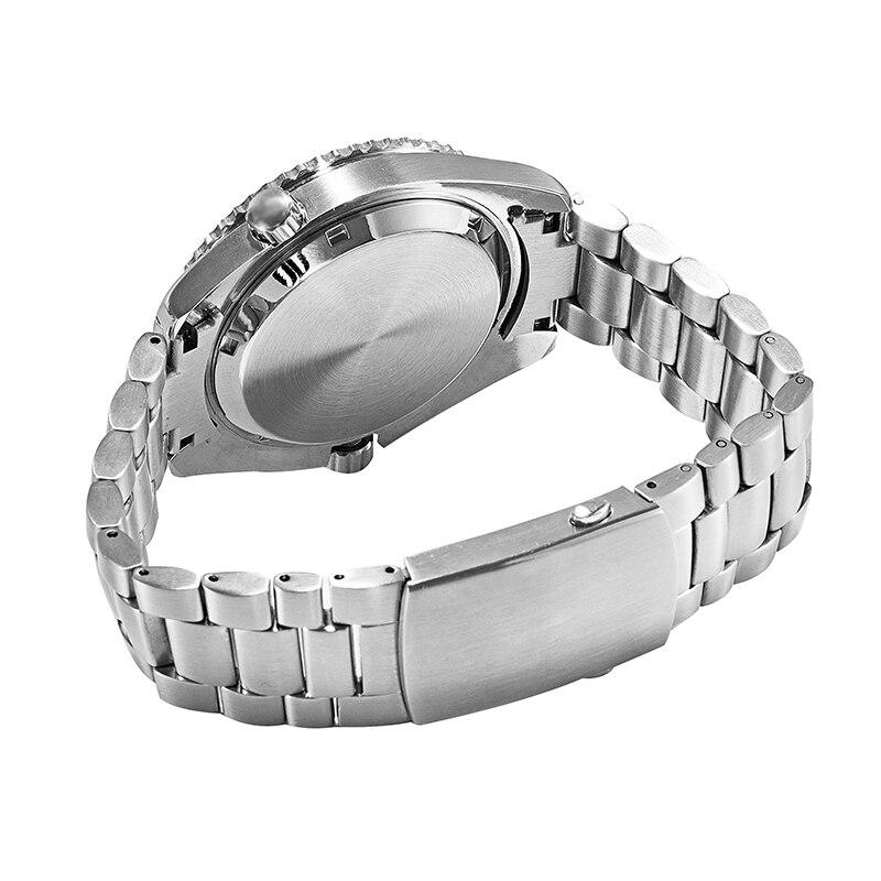 Men's Black 43.5mm GMT Dual-Time Automatic Watch with stainless steel case and ceramic bezel, featuring luminous hands and sapphire crystal.