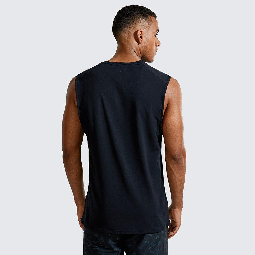 Men's lightweight Pima cotton workout tank top in a plain design, showcasing its sleeveless style and moisture-wicking fabric.