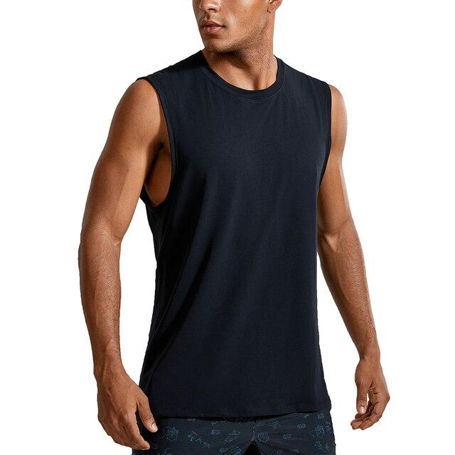 Men's lightweight Pima cotton workout tank top in a plain design, showcasing its sleeveless style and moisture-wicking fabric.