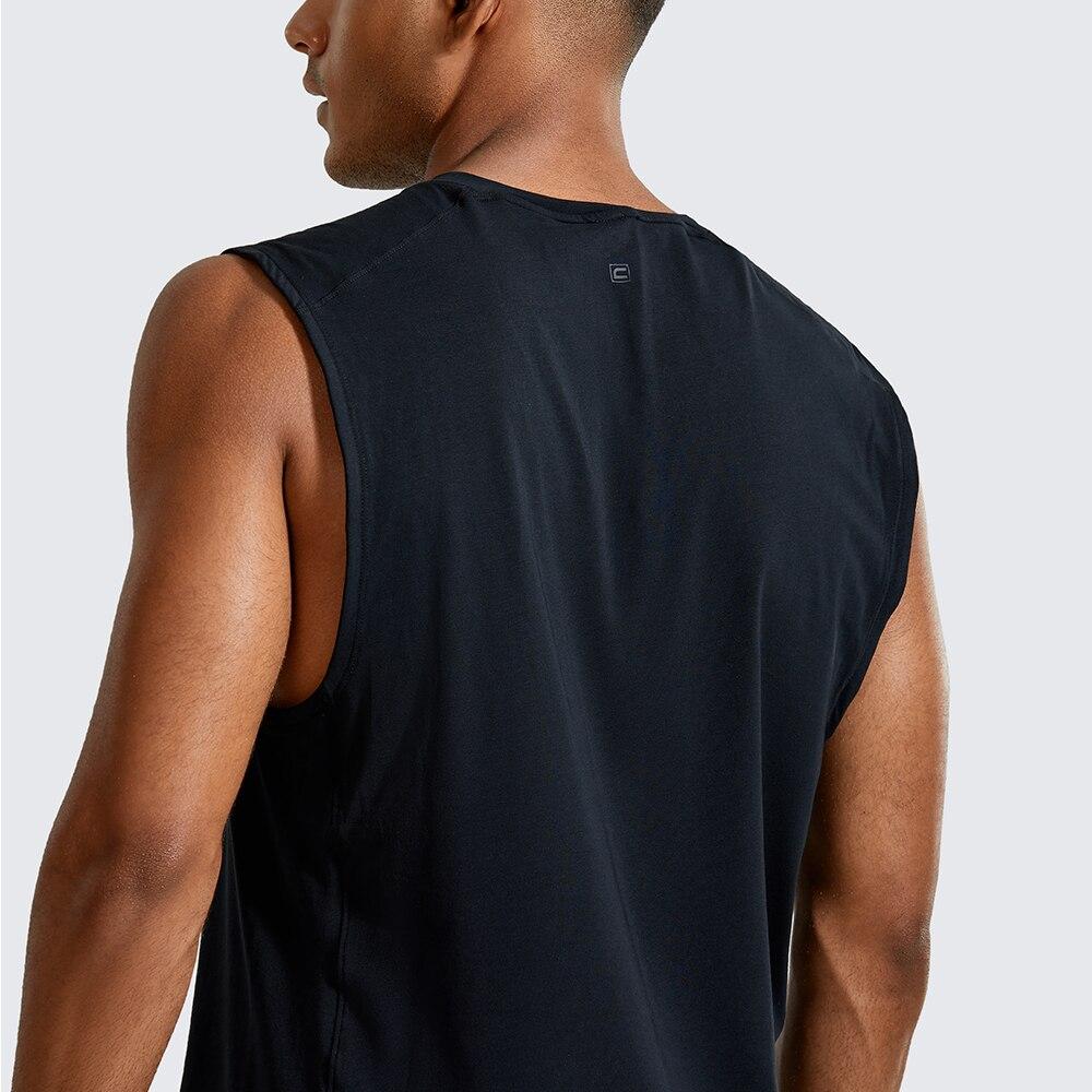 Men's lightweight Pima cotton workout tank top in a plain design, showcasing its sleeveless style and moisture-wicking fabric.