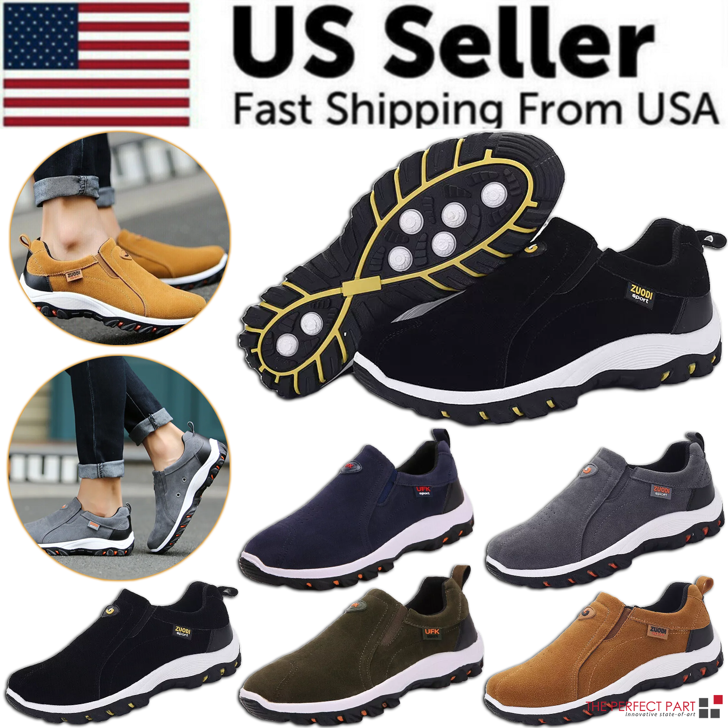 Men's Loafer Slip On Athletic Shoes in various colors, showcasing their stylish design and slip-on convenience.