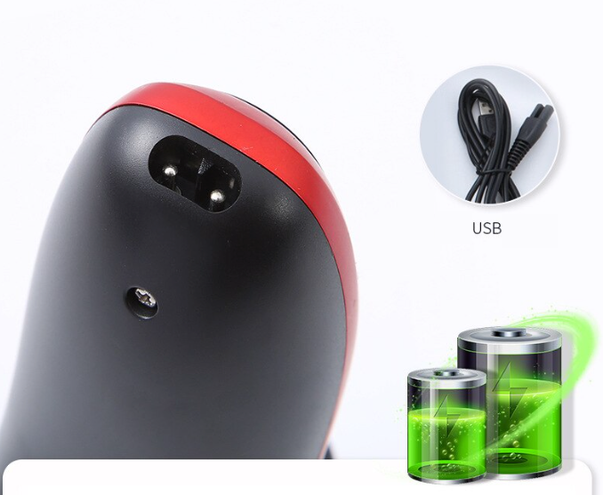 Men's Razor Rotary Waterproof Electric Shaver with pop-up trimmer, designed for wet and dry use, featuring a sleek red design.