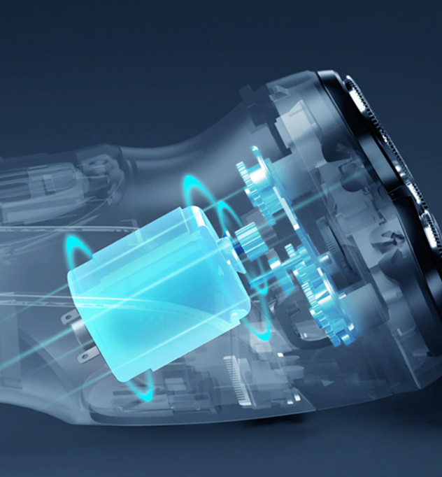 Men's Razor Rotary Waterproof Electric Shaver with pop-up trimmer, designed for wet and dry use, featuring a sleek red design.