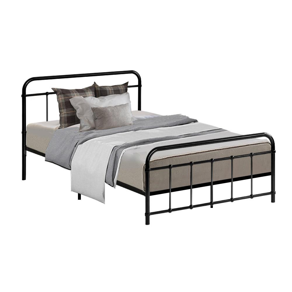 Leo Metal Bed Frame in black, showcasing its elegant country-style design and sturdy construction.