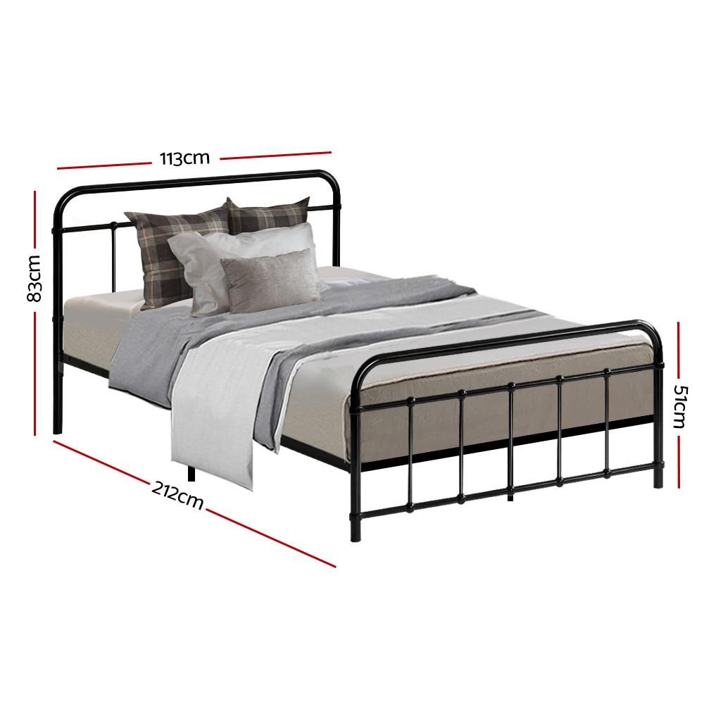 Leo Metal Bed Frame in black, showcasing its elegant country-style design and sturdy construction.
