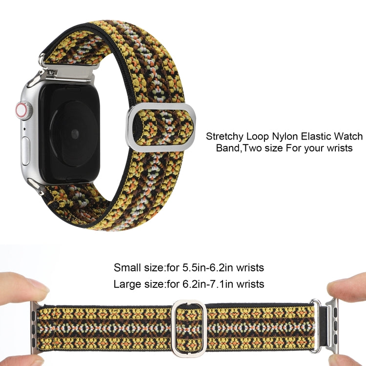 Metal Japanese Buckle Elastic Nylon Watch Band for Apple Watch, featuring a stylish design and adjustable length for comfort.