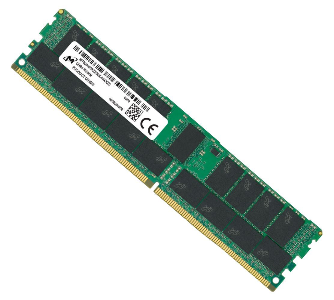 Micron 16GB DDR4 RDIMM 3200MHz ECC memory module with detailed specifications.