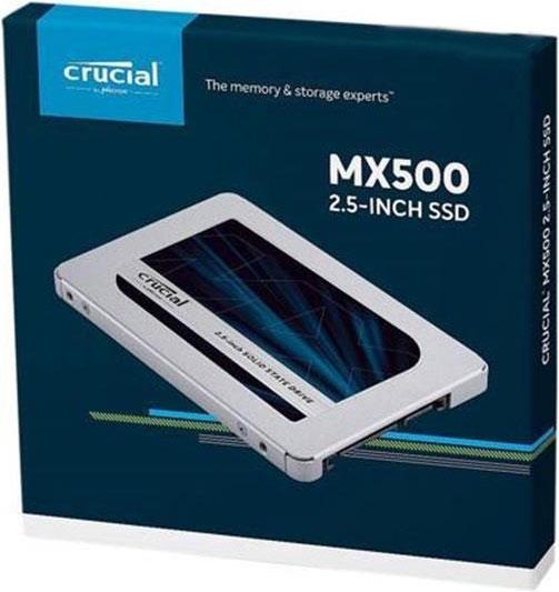 Crucial MX500 2TB 2.5' SATA SSD showcasing its sleek design and advanced technology.