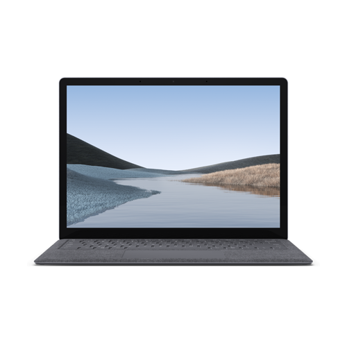 Microsoft Surface Laptop 3 in Platinum color showcasing its sleek design and 15-inch display.