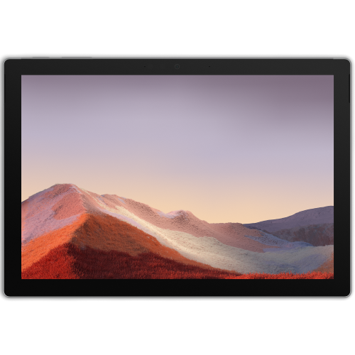 Microsoft Surface Pro 7 in Platinum color, showcasing its sleek design and 12.3-inch display.