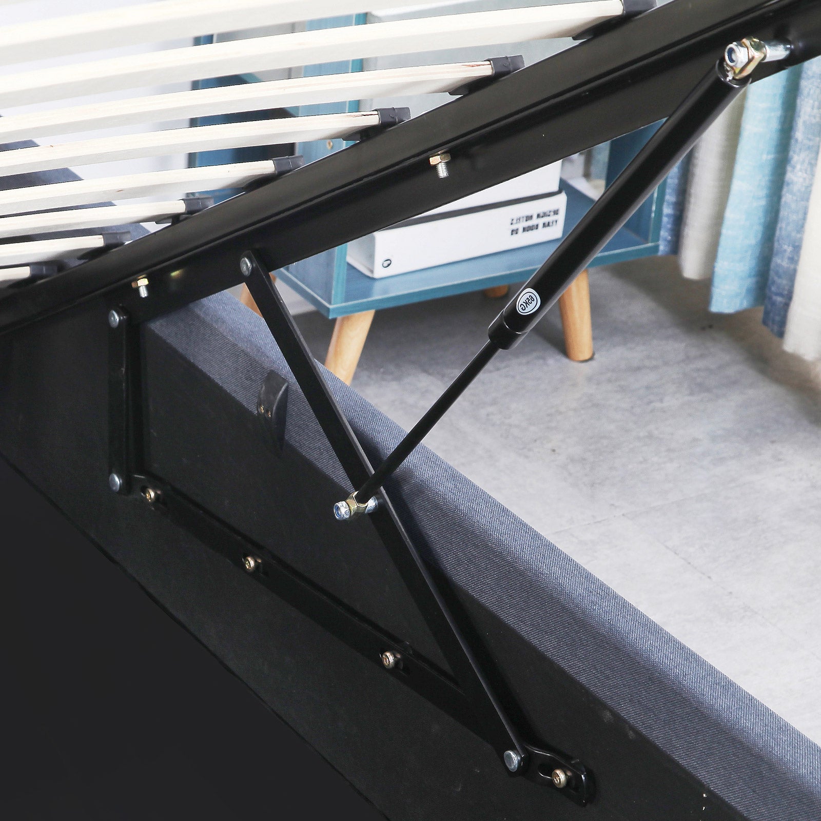 Milano Capri Luxury Gas Lift Bed Frame with tufted headboard and storage space, showcasing modern design and high-quality fabric upholstery.