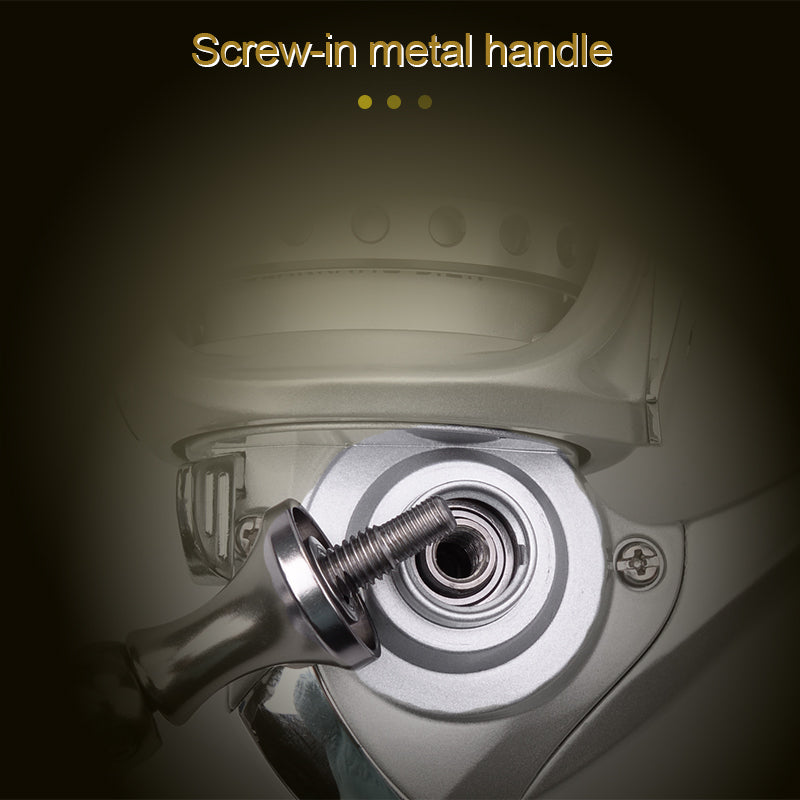 MINI 500 800 1000 spinning fishing reels showcasing a sleek design, lightweight build, and 5.2:1 gear ratio, perfect for various fishing environments.