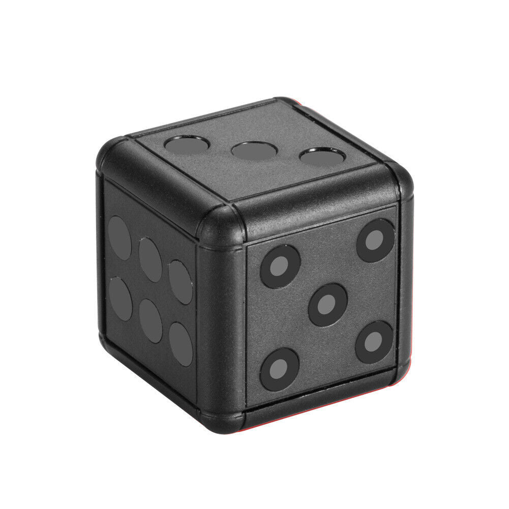 Mini Dice Camera for home security featuring night vision and motion detection capabilities, designed in a compact dice shape.