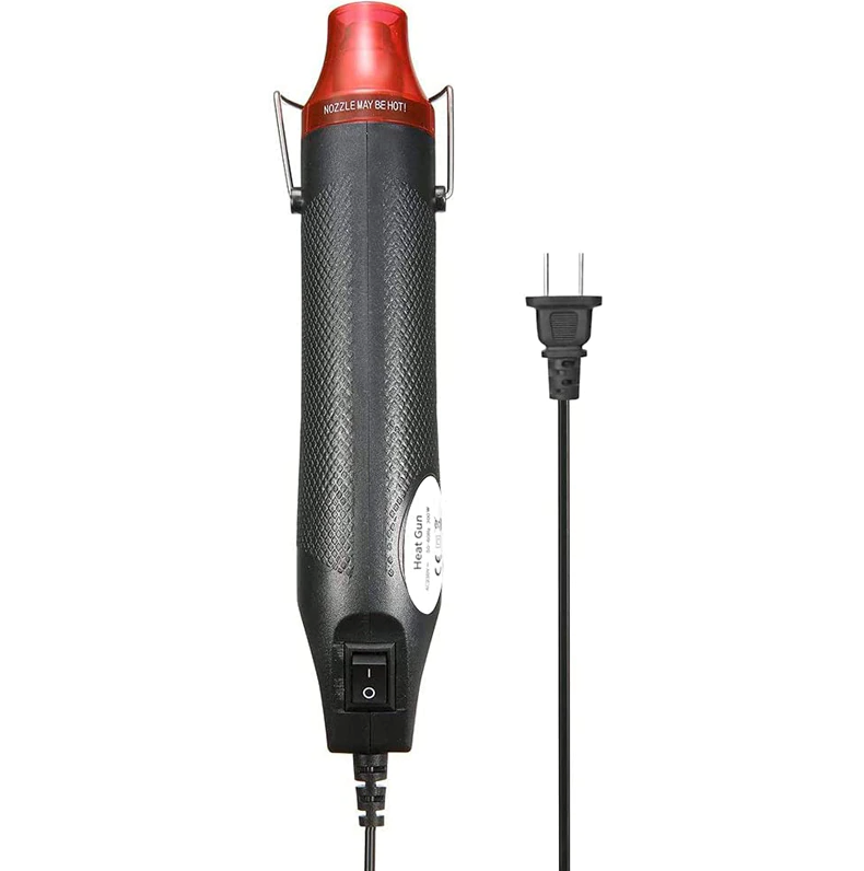 Mini Heat Gun DIY Electric Nozzles Tool with ergonomic design and stainless steel stand for easy crafting and embossing.