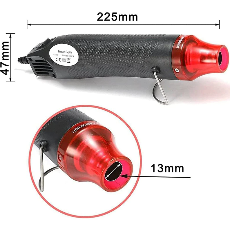 Mini Heat Gun DIY Electric Nozzles Tool with ergonomic design and stainless steel stand for easy crafting and embossing.