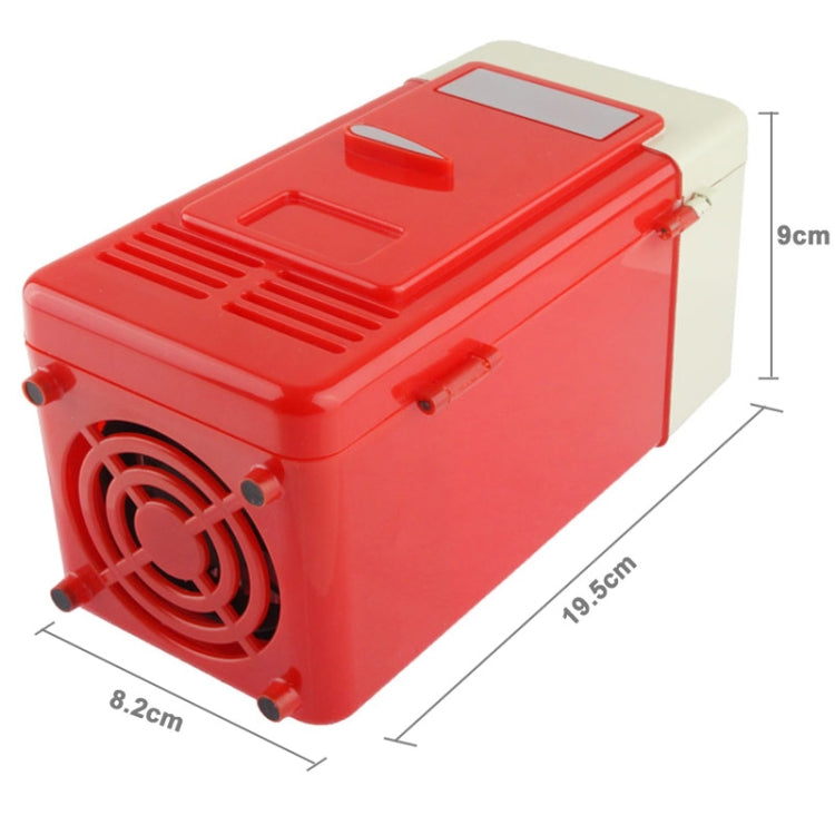 Mini USB PC Fridge in red color, designed for cooling and heating beverage cans, compact and stylish for desktop use.