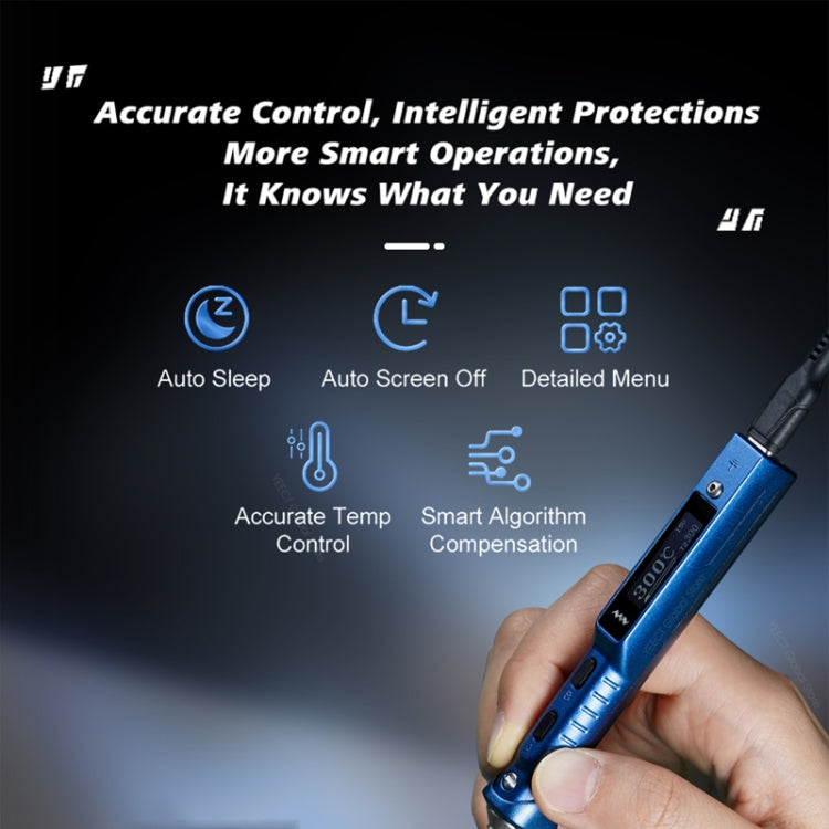 MINIWARE TS101 PD DC Soldering Iron, a portable 90W soldering pen with OLED display and Type-C interface, ideal for precision soldering tasks.