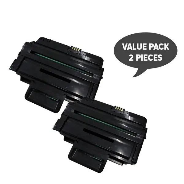 Two ML-2850B Premium Generic Toner cartridges designed for Samsung printers, showcasing their sleek design and compatibility.