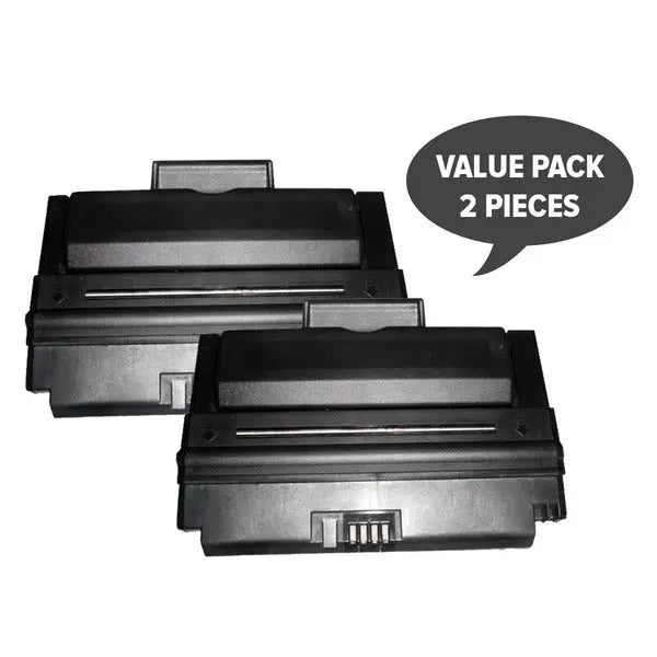 Two ML-D3050B Premium Generic Toner cartridges for Samsung printers, showcasing their sleek design and packaging.