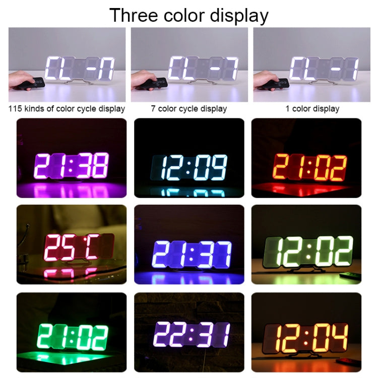 Modern 3D LED Sound Control Colorful Digital Alarm Clock with vibrant LED display and remote control functionality.