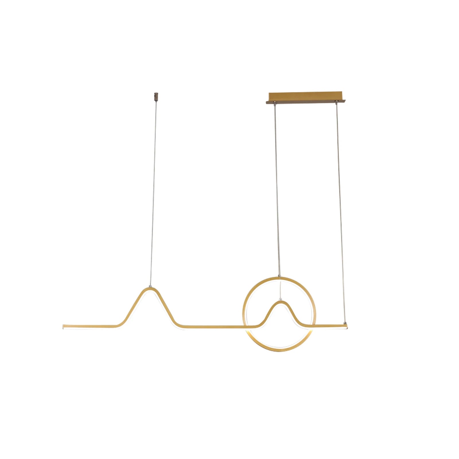 Modern LED chandelier ceiling light pendant lamp, showcasing adjustable height and sleek design, perfect for dining rooms.