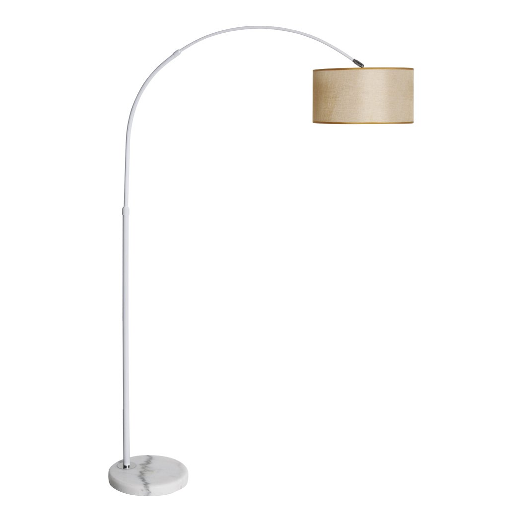 Modern LED Floor Lamp with height adjustment and solid marble base, elegantly designed for stylish home decor.