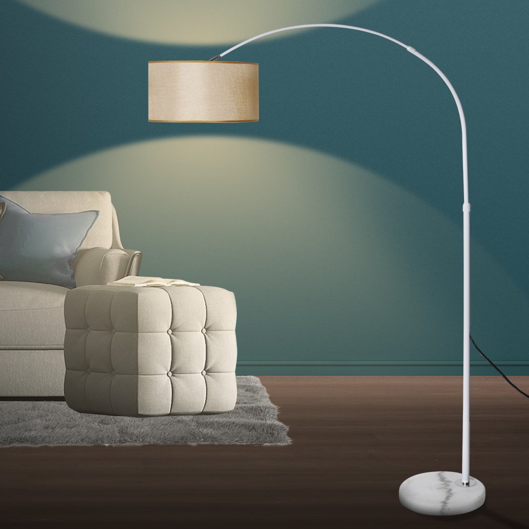 Modern LED Floor Lamp with height adjustment and solid marble base, elegantly designed for stylish home decor.