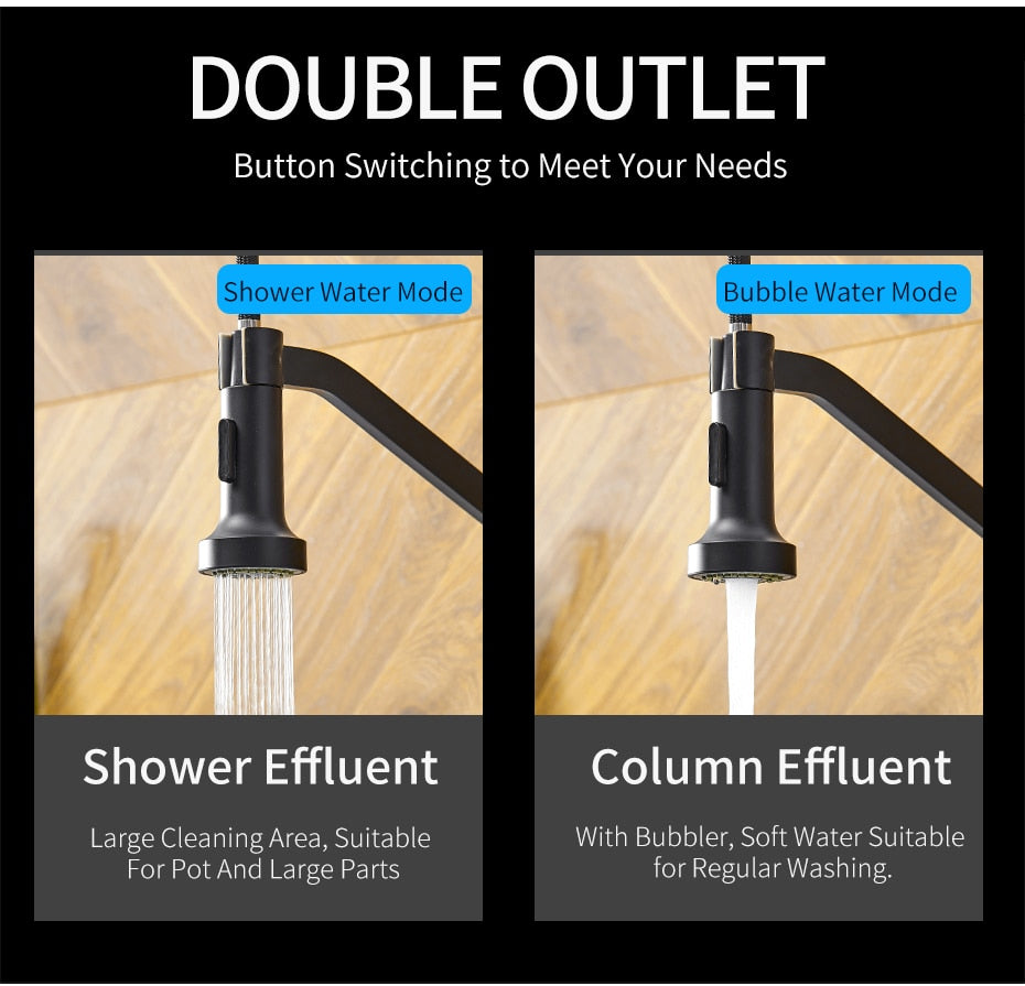 Modern polished chrome brass kitchen sink faucet with pull-out spray and single handle design, showcasing its sleek and contemporary style.