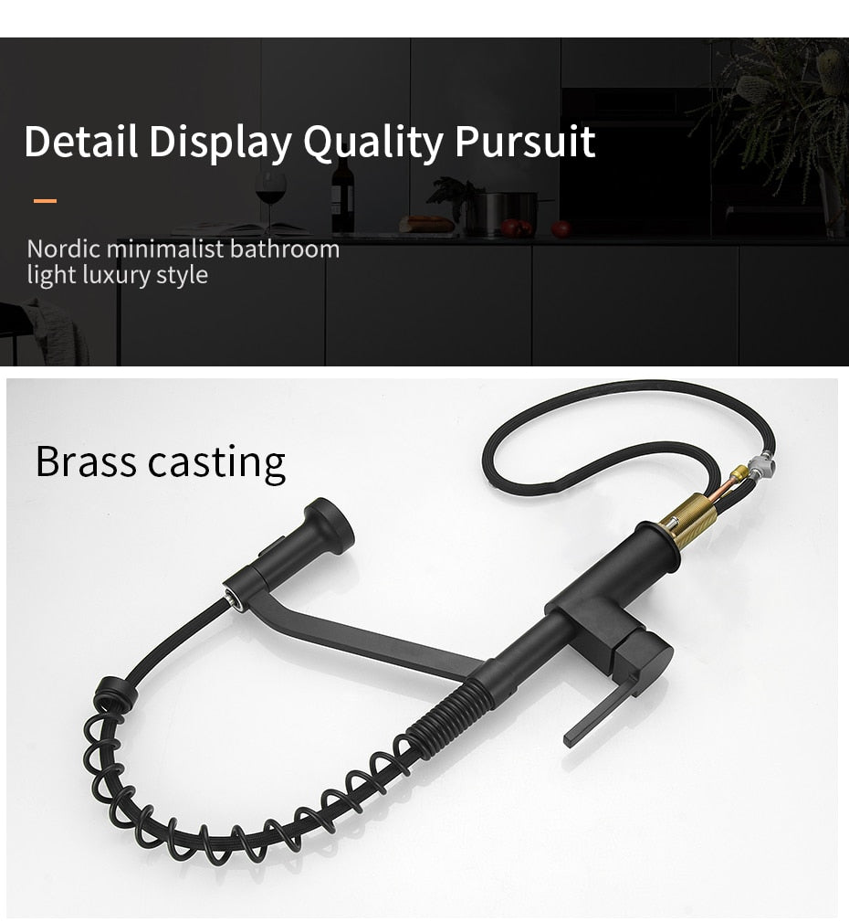 Modern polished chrome brass kitchen sink faucet with pull-out spray and single handle design, showcasing its sleek and contemporary style.