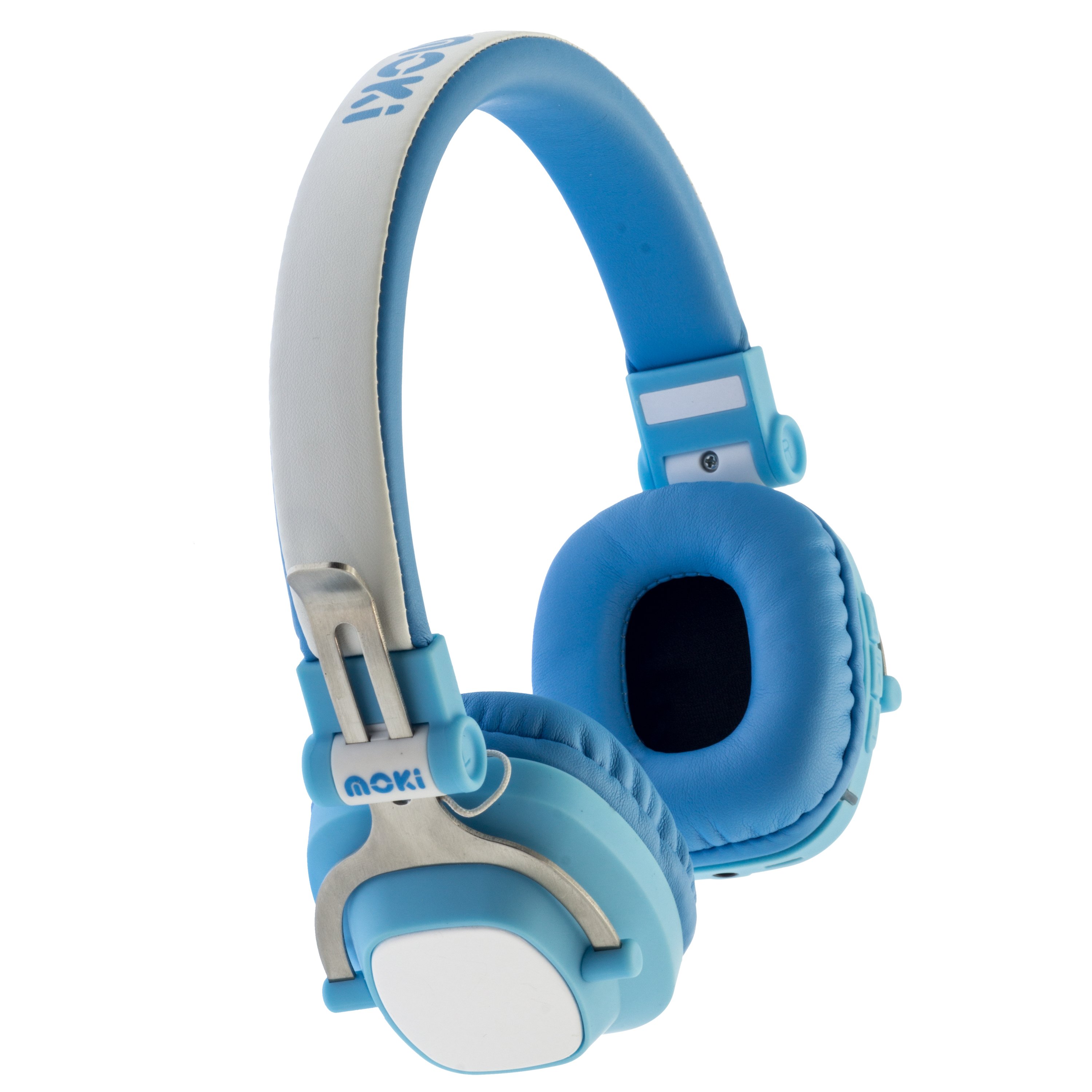 MOKI Exo Kids Bluetooth Headphone in blue, featuring a lightweight design and flexible headband, perfect for children's use.