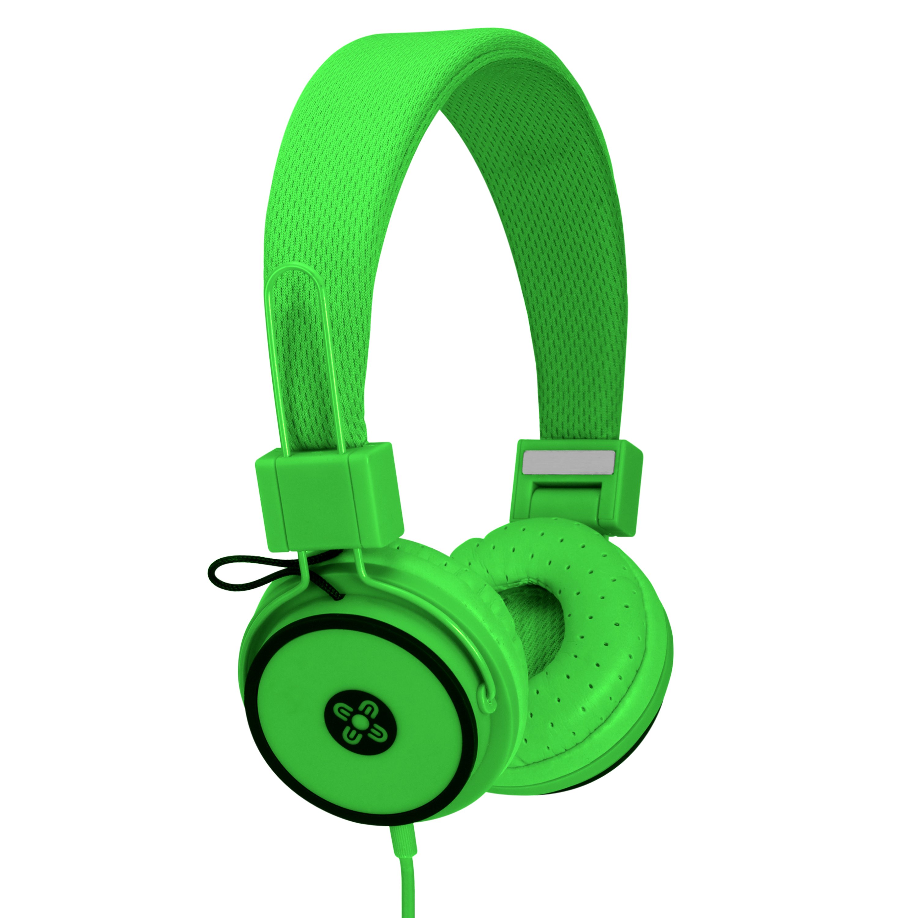 MOKI Hyper Headphone in vibrant green color, showcasing its sleek design and rotating ear cups.