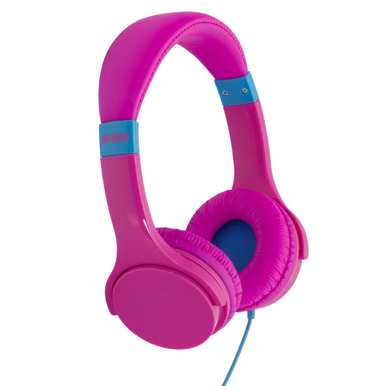 Moki Lil' Kids Headphones in vibrant pink, designed for comfort and safety for children.