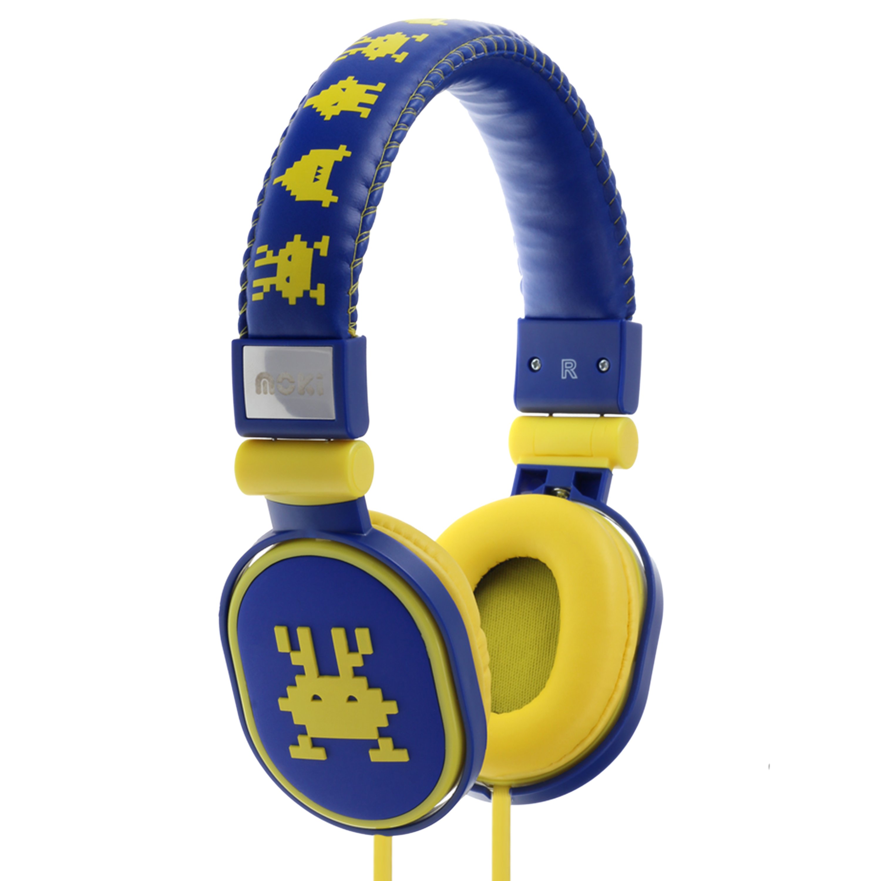 MOKI Poppers Martian Blue headphones with soft cushioned earcups and DJ-style swivel design.