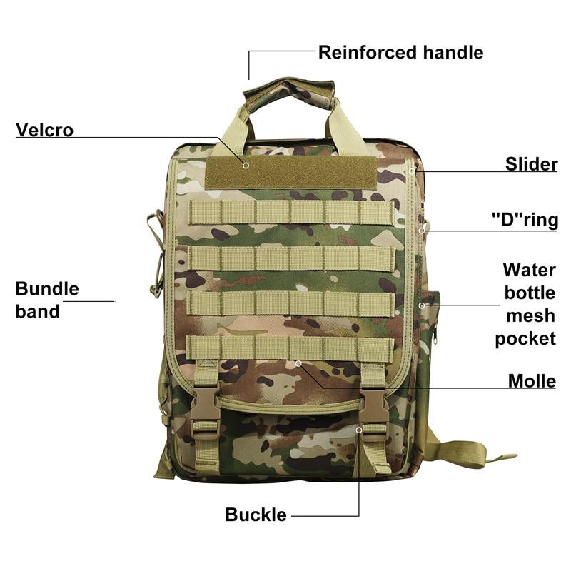 Molle Military Laptop Bag in tactical design, featuring durable nylon material and multiple compartments for organization.