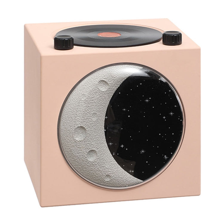 Moon Starry Sky Atmosphere Light Bluetooth Speaker featuring a retro vinyl design with warm starry sky lights.