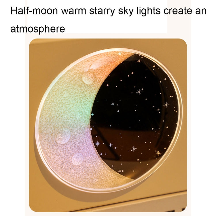 Moon Starry Sky Atmosphere Light Bluetooth Speaker with warm starry sky projection and retro vinyl record design.