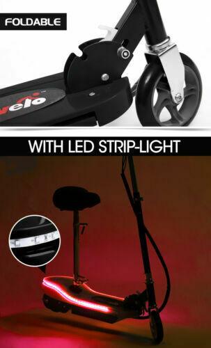 Monvelo Folding Electric Scooter in blue color with LED lights, showcasing its sleek design and anti-skid tyres.